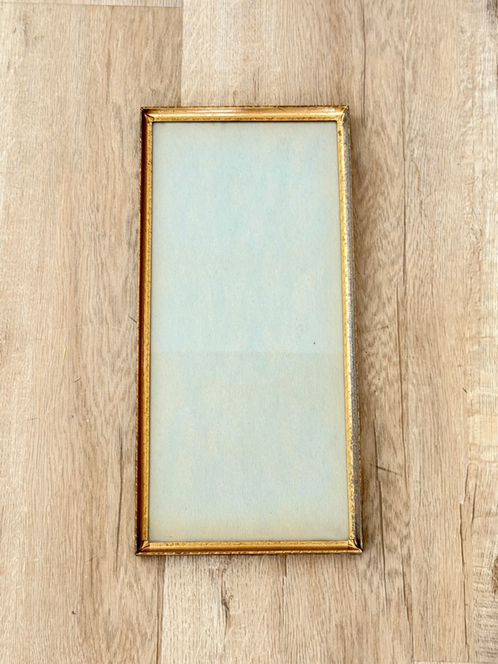 Vintage VICTORIAN Gold Tone Metal Long Photo Picture Frame W/ Glass 15"X‎ 7.5"